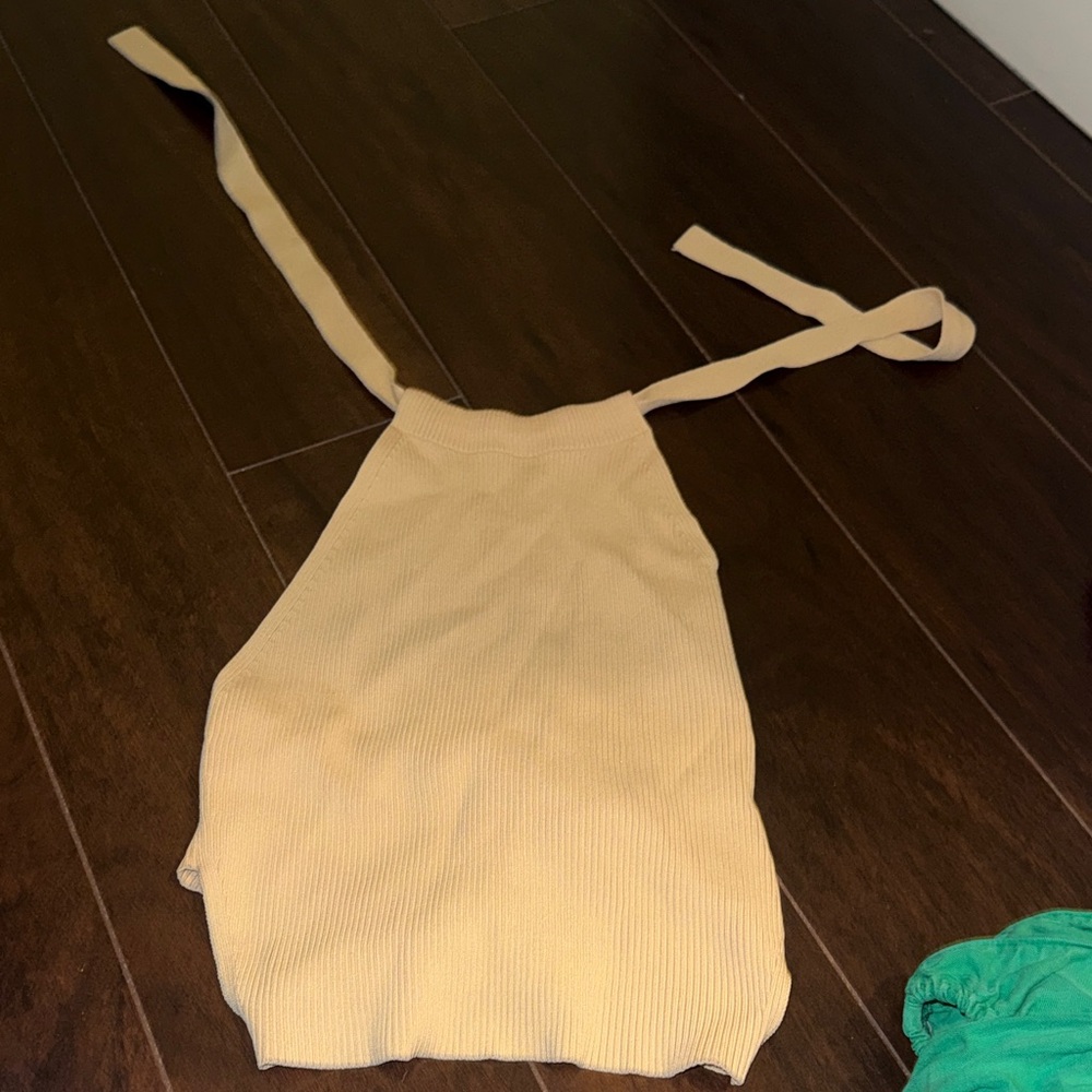 Kids Cream Knit Halter One-Piece